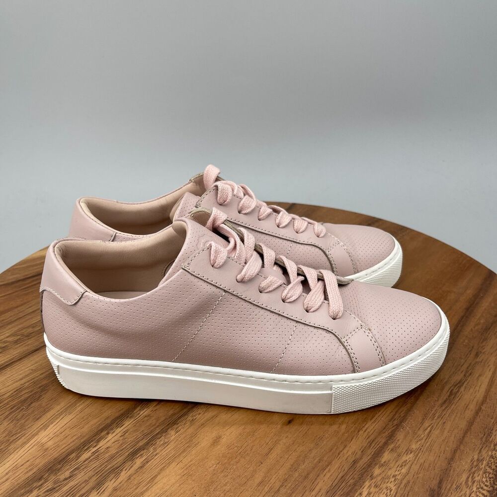 Greats Brooklyn Shoes Womens Size 7.5 Pink Perforated Leather Casual Sneakers